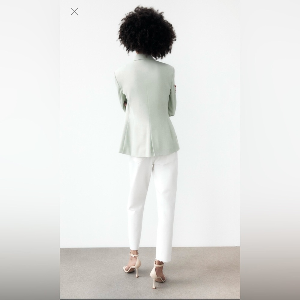 150$$ NWT Zara Light Green Double-Breasted Blazer –Size Large - Picture 12 of 16